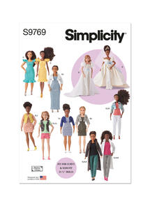 Simplicity 11 1/2" Fashion Clothes for Regular and Curvy Size Dolls by Andrea S