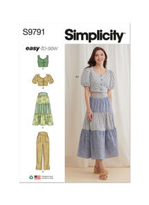 Simplicity Misses' Tops, Skirt and Pants