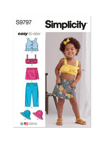 Simplicity Toddlers' Tops, Skort, Pants and Hat in Three Sizes