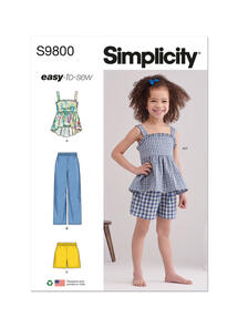 Simplicity Children's Top, Pants and Shorts