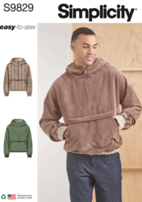 Simplicity Sewing Pattern Men's Half Zip Hoodie S9829