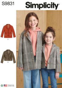 Simplicity Sewing Pattern Children's and Girls' Jacket in Two Lengths S9831