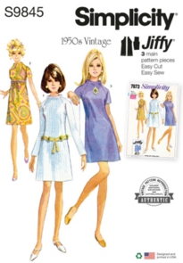 Simplicity Sewing Pattern 1960s Misses' Dress in Two Lengths S9845