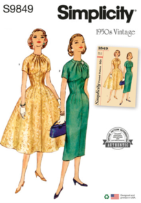 Simplicity Sewing Pattern 1950s Misses' Dress with Skirt Variations S9849