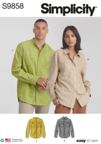 Simplicity Sewing Pattern Unisex Shirts S9858