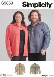 Simplicity Sewing Pattern Plus Size Unisex Shirts S9859