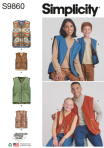 Simplicity Sewing Pattern Children's, Teens' and Adults' Lined Vests S9860