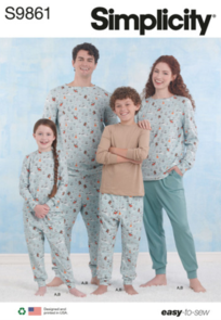 Simplicity Sewing Pattern Children's, Teens' and Adults' Knit Loungewear S9861