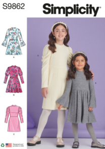 Simplicity Sewing Pattern Children's and Girls' Knit Dresses S9862