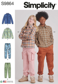 Simplicity Sewing Pattern Girls' and Boys' Shirt and Cargo Pants S9864