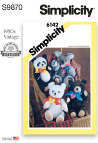 Simplicity Sewing Pattern 1980s Plush Bears S9870