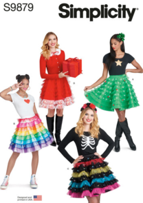 Simplicity Sewing Pattern Holiday Skirts, Collar and Appliques