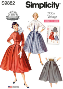 Simplicity Sewing Pattern 1950s Misses' Skirt and Jacket S9882