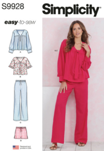 Simplicity Sewing Pattern Misses' Lounge Tops, Pants and Shorts S9928