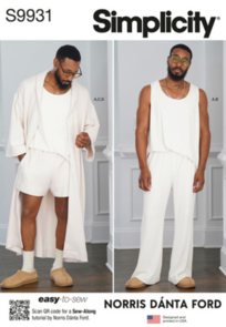 Simplicity Sewing Pattern Men's Robe, Knit Tank Top, Pants and Shorts S9931
