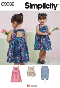 Simplicity Sewing Pattern Toddlers' Dress, Top and Pants S9932