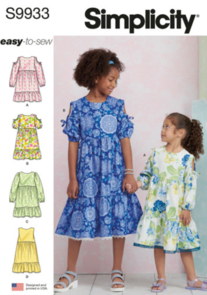 Simplicity Sewing Pattern Children's & Girls' Dress with Sleeve Variations S9933