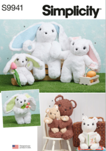 Simplicity Sewing Pattern Plush Bears and Bunnies in Three Sizes S9941