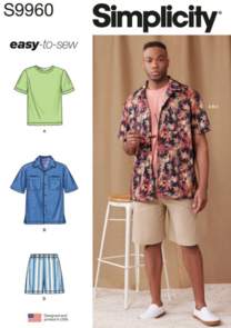 Simplicity Sewing Pattern Men's Knit T-Shirt, Shirt and Shorts S9960