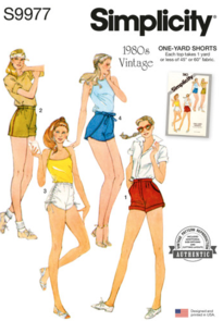 Simplicity Sewing Pattern 1980s Misses' Shorts S9977