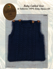 Alpaca Yarns 1508 Baby Cabled Vest - Knitting Pattern / Kit
