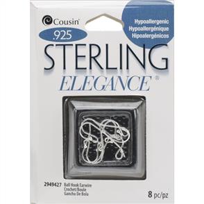 Cousin Sterling Elegance Genuine Silver Beads & Findings - Small Ball Hooked Earring