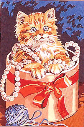 SEG De Paris  Tapestry Canvas Ginger Kitten In The Hat 30X20