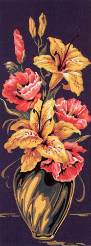 SEG De Paris  Tapestry Canvas Flowers On Black25 X 60