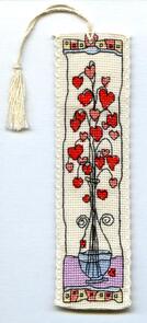 Michael Powell Hearts in Glass Vase Bookmark Cross-Stitch Kit