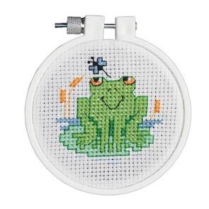 Janlynn  Kid Stitch Mini Counted Cross Stitch Kit 3" Round - Soggy Froggy