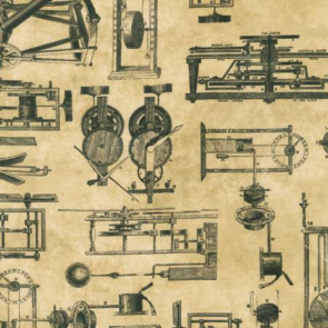 Robert Kaufman Instruments Of The Hours - Blueprints - Natural
