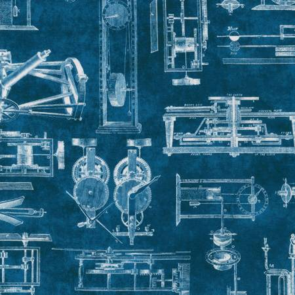 Robert Kaufman Instruments of the Hours - Blueprints - Blue