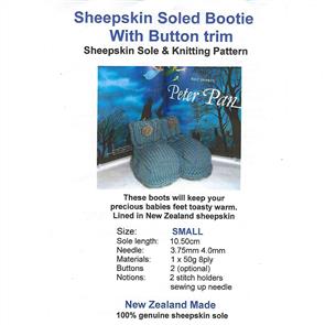 Alpaca Yarns  Sheepskin Soled Bootie w/ Button Trim Kit