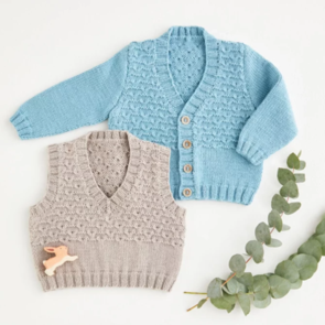 Sirdar V-Neck Cardigan & Vest - Knitting Pattern / Kit