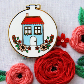 Flamingo Toes Needle Minder - Sweet Home Embroidery Hoop