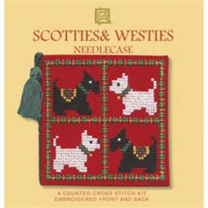 Textile Heritage  Cross Stitch Kit Needle Case - Scotties & Westies