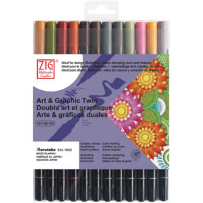 KURETAKE ZIG ART & GRAPHIC TWIN 12 colors set "Muted"