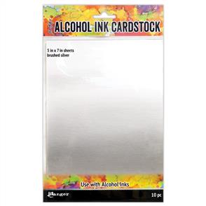 Ranger Ink Tim Holtz Alcohol Ink Cardstock 5x7" - Brushed Silver 10pk