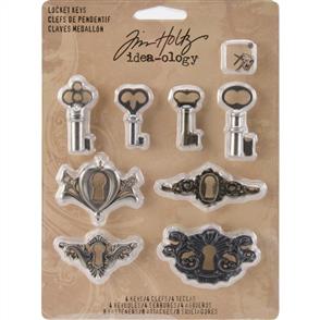 Idea-Ology Metal Locket Keys & Keyholes 8/Pkg - Antique