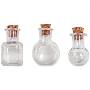 Idea-Ology Tiny Corked Glass Vials 9/Pkg - Assorted