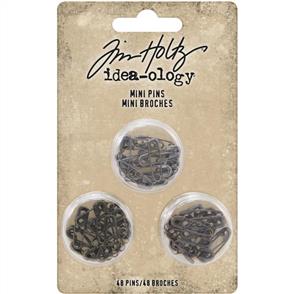 Idea-Ology Tim Holtz Mini Metal Safety Pins 48/Pkg