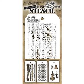 Stampers Anonymous Tim Holtz 3/pk Mini Layering Stencils - Set 21