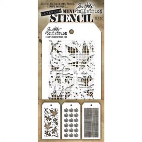 Stampers Anonymous Tim Holtz 3/pk Mini Layering Stencils - Set 22