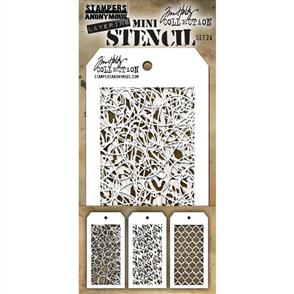 Stampers Anonymous Tim Holtz 3/pk Mini Layering Stencils - Set 24