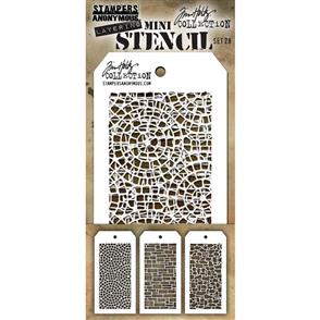 Stampers Anonymous Tim Holtz 3/pk Mini Layering Stencils - Set 28