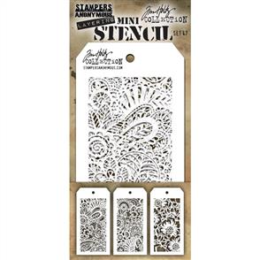 Stampers Anonymous Tim Holtz 3/pk Mini Layering Stencils - Set 47