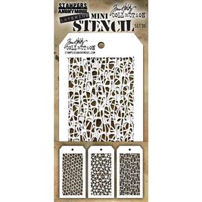 Stampers Anonymous Tim Holtz 3/Pkg Mini Layered Stencil - Set #35