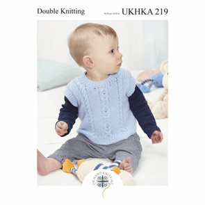 UKHKA  Pattern 219 - Sweater, Slipover and Hat in Double Knitting