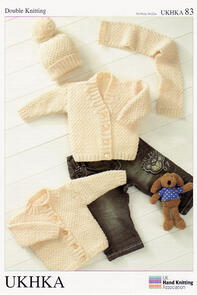 UKHKA  Pattern 83 - Cardigans, Hat and Scarf