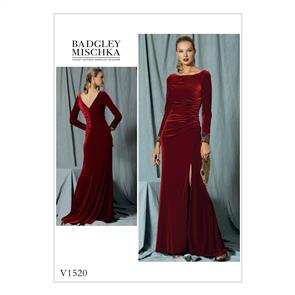 Vogue Pattern Misses' Side-Gathered, Long Sleeve Dress with Beaded Cuffs V1520